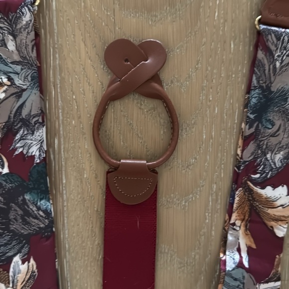 Pierre Cardin men’s OS Floral suspenders Maroon stretch gold like clips Leather - Picture 5 of 7